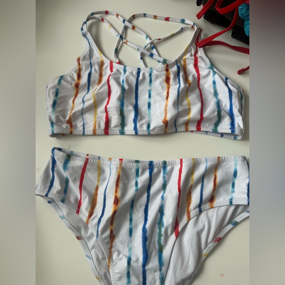 Multicolor Striped Bikini Set